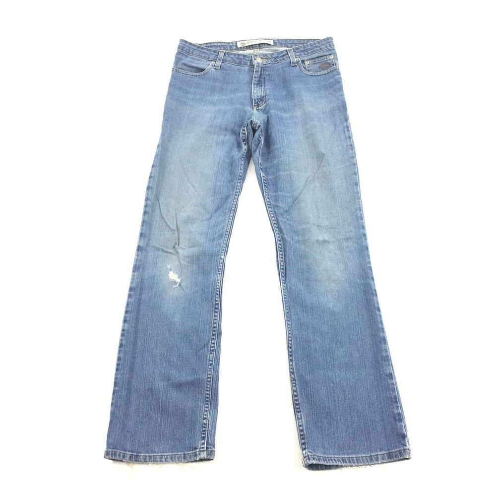 Harley Davidson Distressed Bootcut Jeans Size 10 Womens Medium Blue Wash Denim